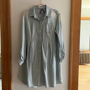 Seraphine Cotton Chambray Belted Maternity Shirt Dress - US Size 6